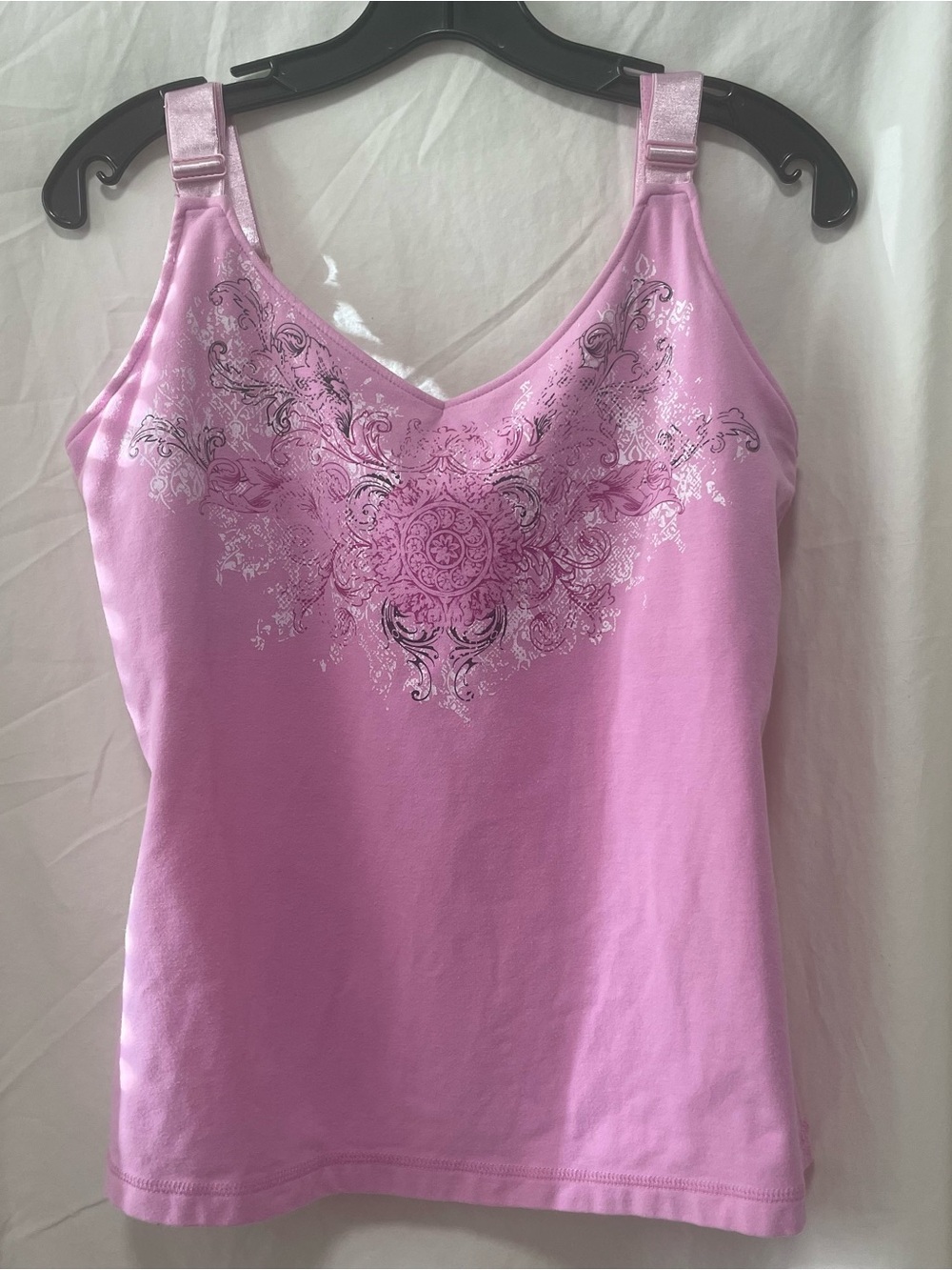 y2k Women's Pink V-Neck Printed Tank Top